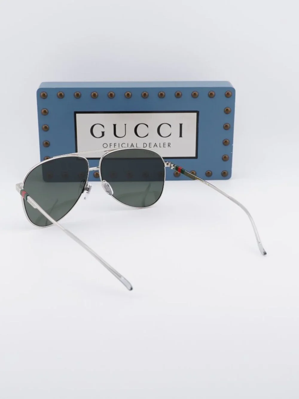 Gucci GG1677S 001 Aviator Sunglasses - Silver / Grey